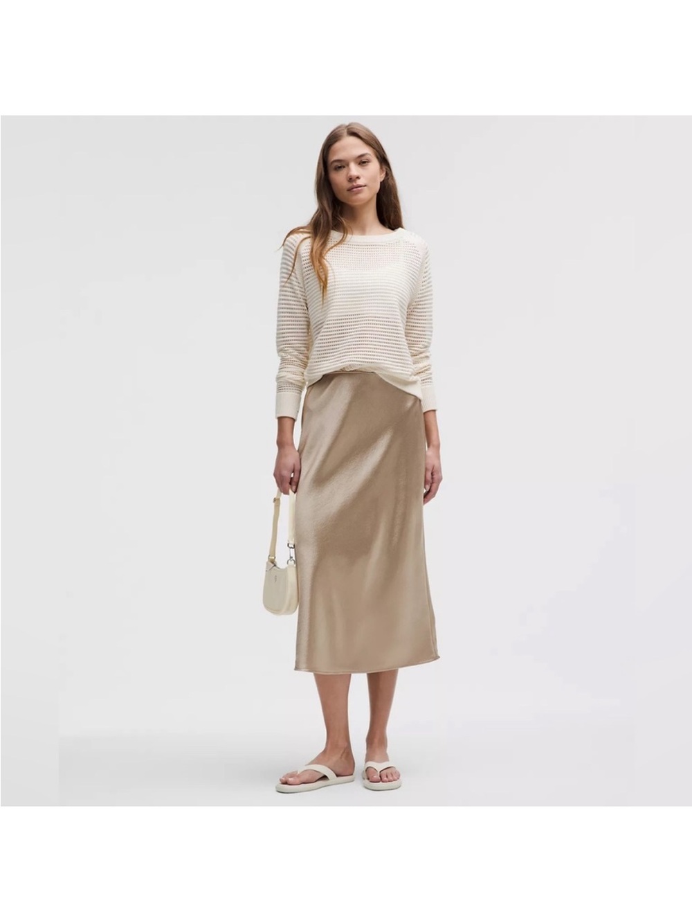 NWT Lululemon Beige Satin Midi Skirt- Size M - Picture 2 of 11